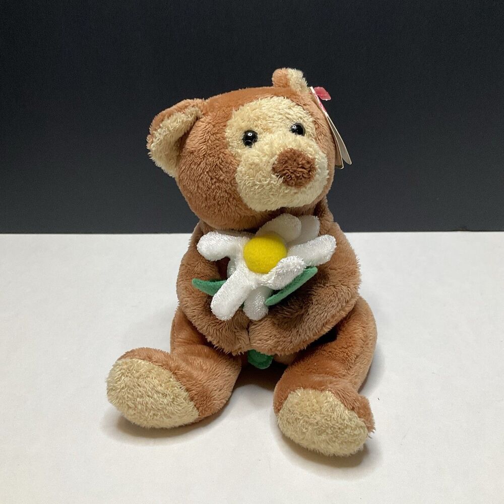 Ty Beanie Baby Bloomfield the Bear Holding Daisy Plush 2005